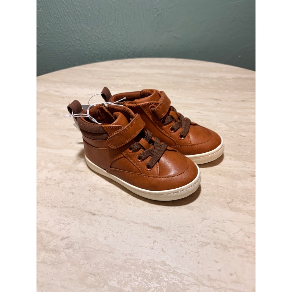 Cat & Jack Toddler Boys Aidan Brown High Top Sneakers Size 8 NWT
